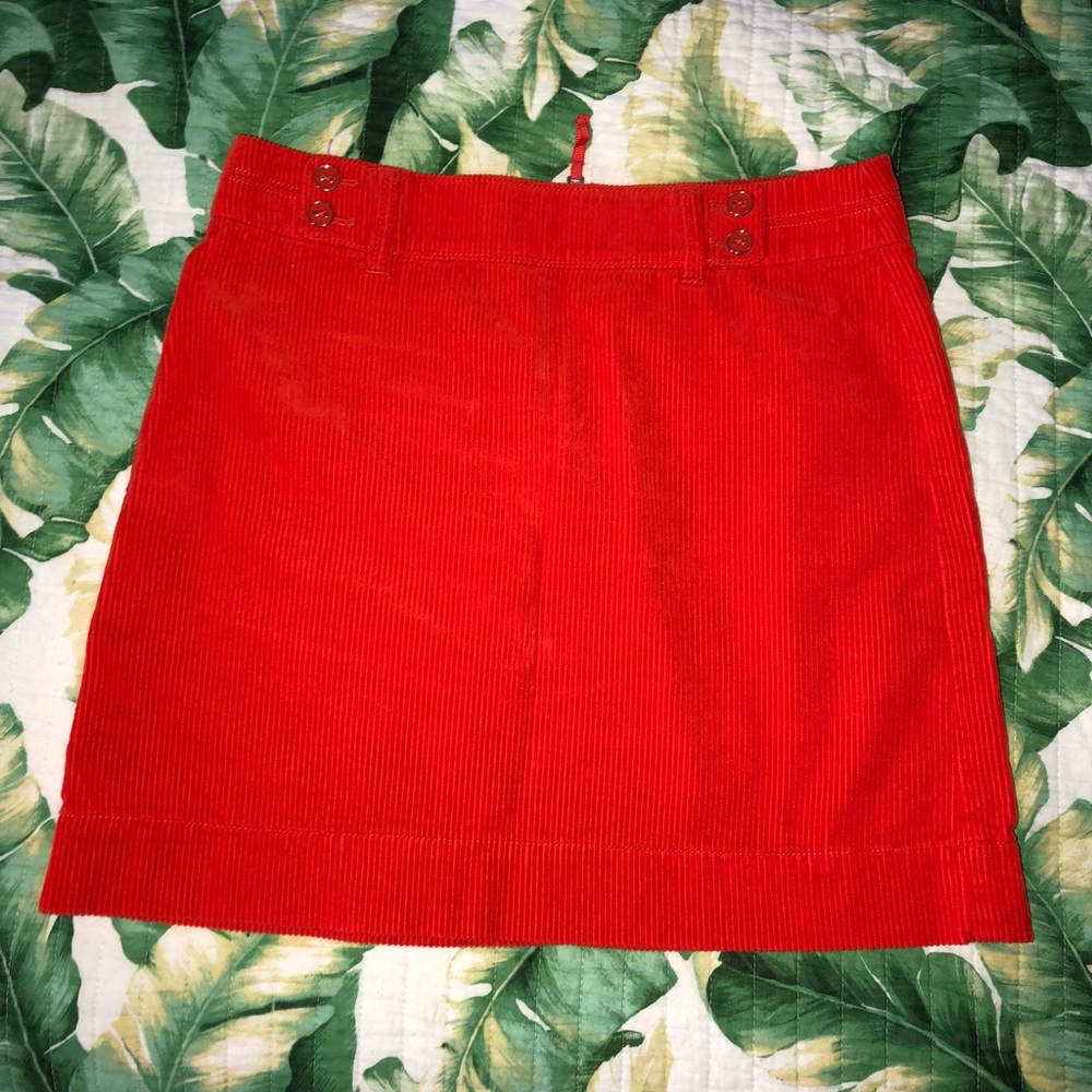 Orange wide corduroy loft skirt, size 4